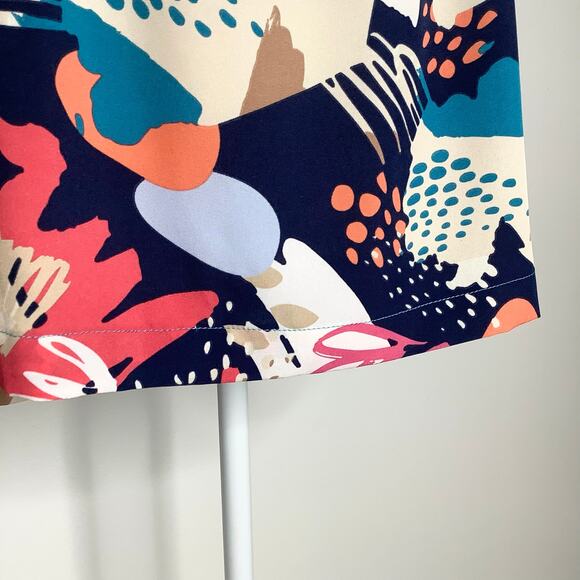 Umgee Suzie Multicolor Abstract Print Short Sleeve Smocked Peasant Blouse Top XL - Picture 5 of 9